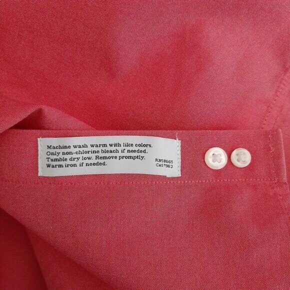NORDSTROM 100% Cotton Traditional Fit Button Down Shirt Pink Men's Sz 16 / 34 - Picture 10 of 11